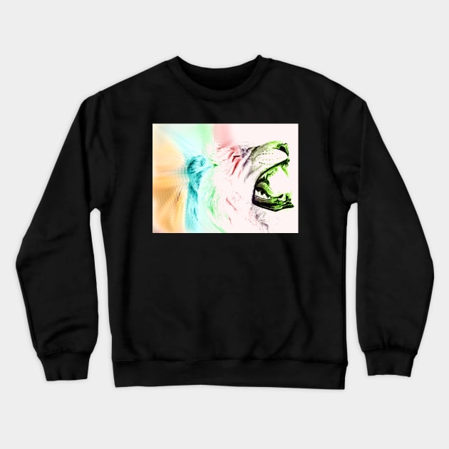 Rainbow Lion Crewneck Sweatshirt by CarolineArts